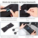 Faixa com Fones de Ouvido Bluetooth 5.0 – Banda ASMR 10H Música - Ideal para caminhada, dormi, yoga, bicicleta.
